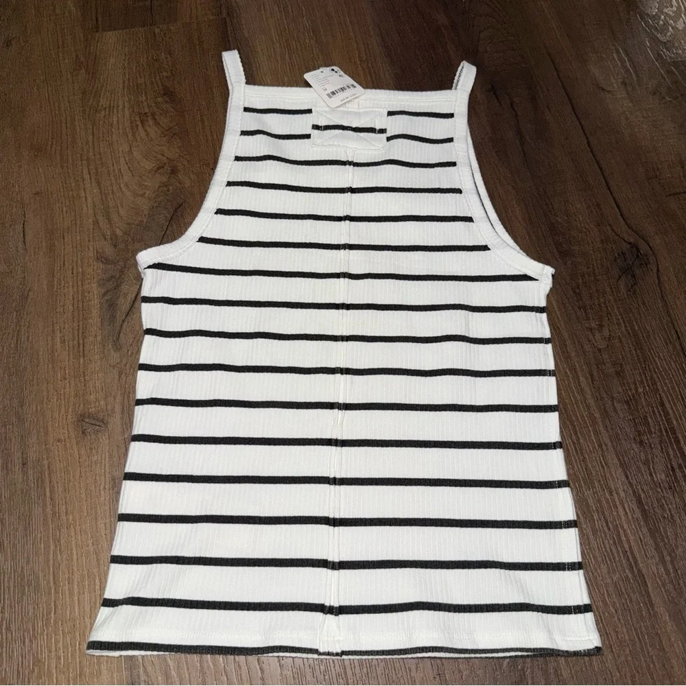NWT Free People We the Free White & black High Neck Tank Top